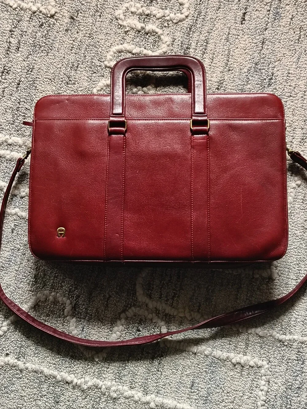 Vintage 80s 90s Etienne Aigner Burgundy Leather Briefcase Laptop Bag Unisex